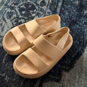 Cream Slip-On Dual-Strap Sandals
